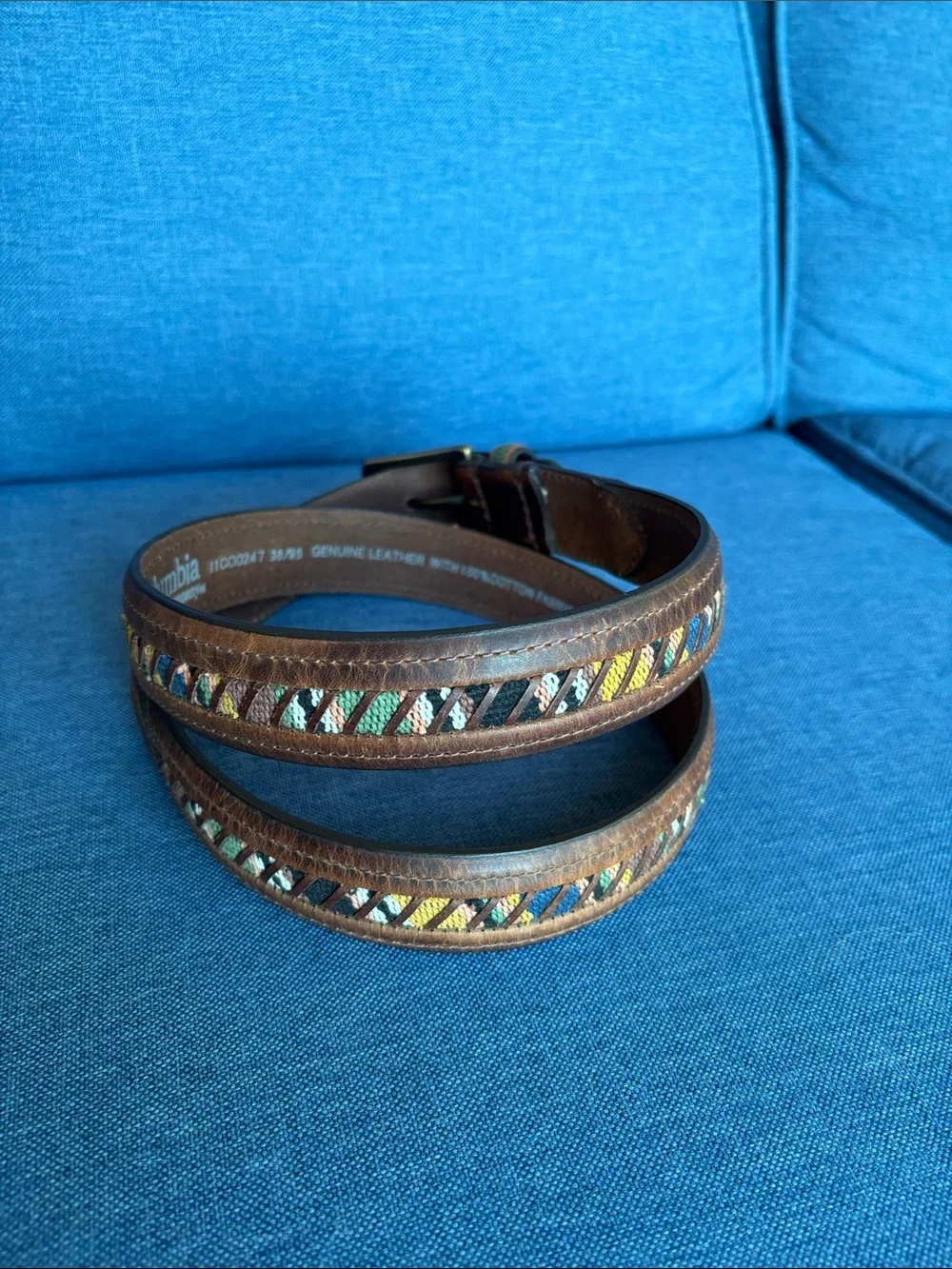 Columbia Sportswear Company Brown Decorative Leather Belt Sz 38/95